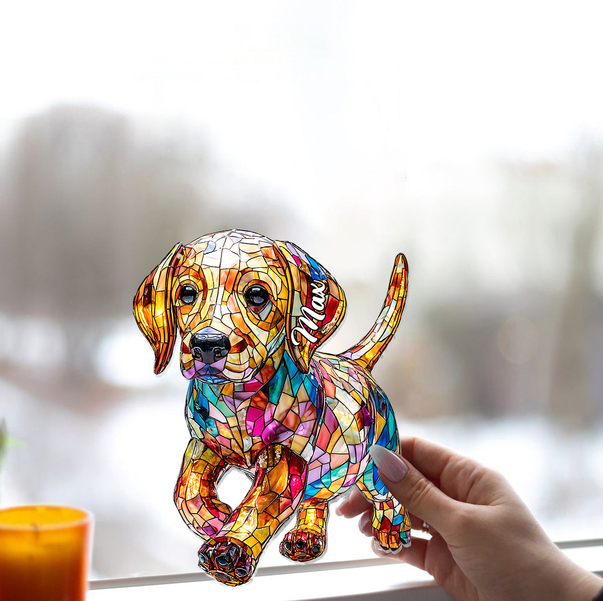 Ich liebe meinen Hund – Personalisierter Hunde-Fensterhänger-Sonnenfänger