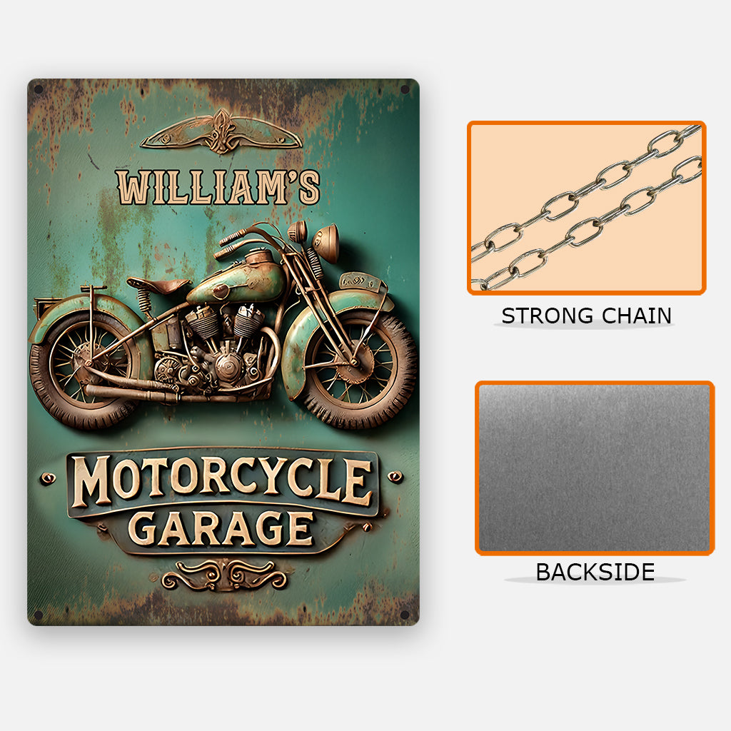 Motorradwerkstatt – Personalisiertes rechteckiges Metallschild für Biker