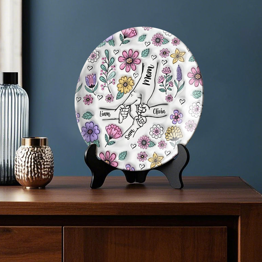 You Hold Our Hands - Personalized Mother Ceramic Round Plate