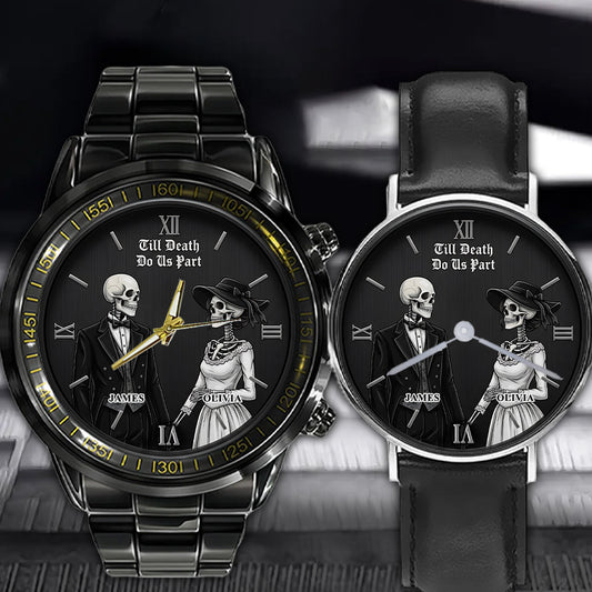 Bis dass der Tod uns scheidet – Personalisiertes Paar-Handuhren-Set