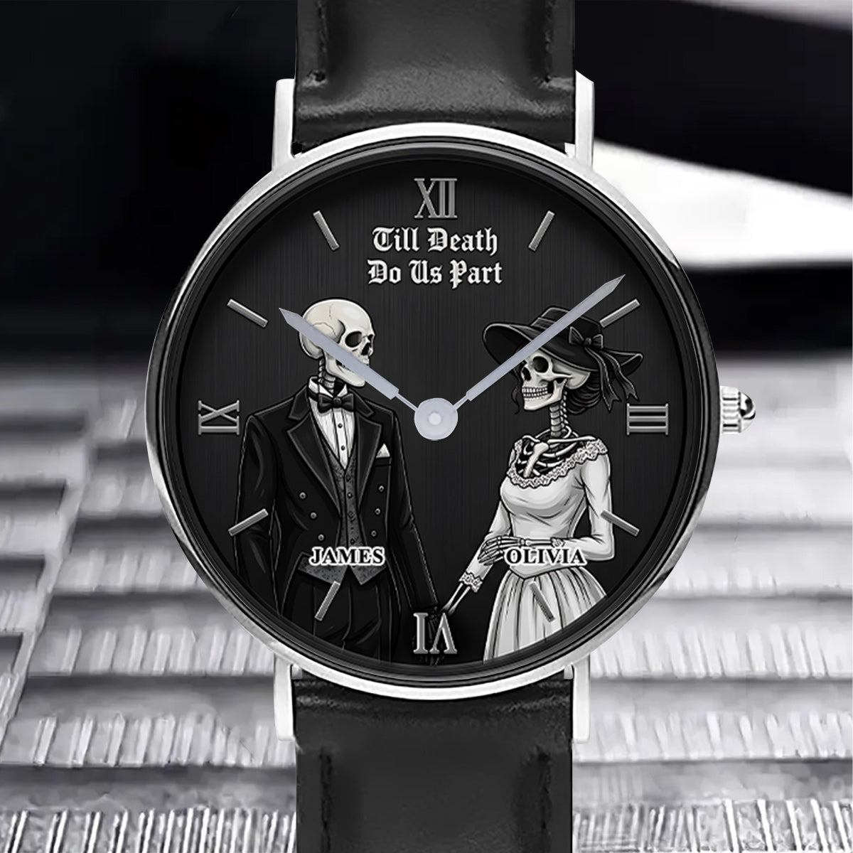 Bis dass der Tod uns scheidet – Personalisiertes Paar-Handuhren-Set