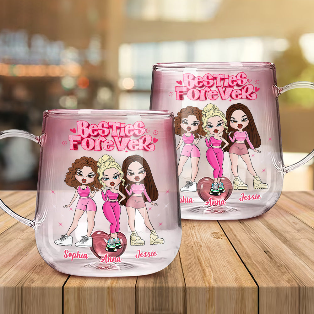 Für immer beste Freundinnen – Personalisierter Bestie-Farbverlauf-Glasbecher
