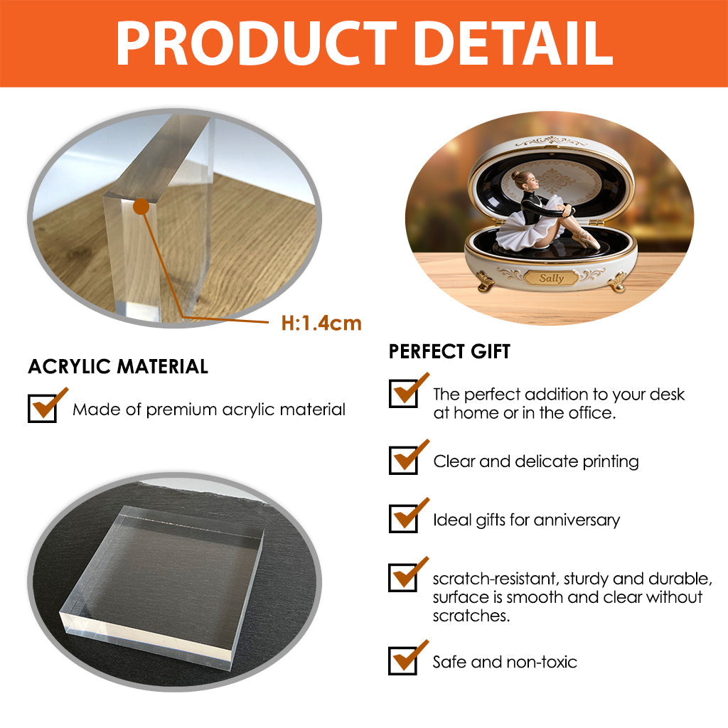 Individuell gestaltete Acrylplakette in Ballettform nach Foto – personalisierbar