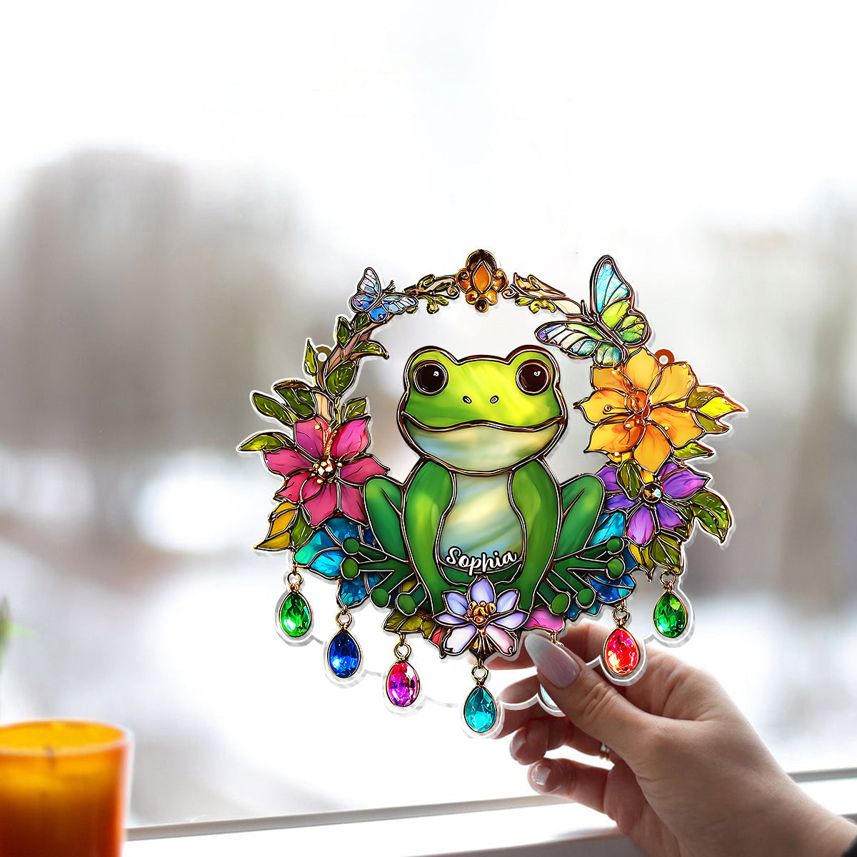 Love Frog - Personalized Frog Window Hanging Suncatcher Ornament