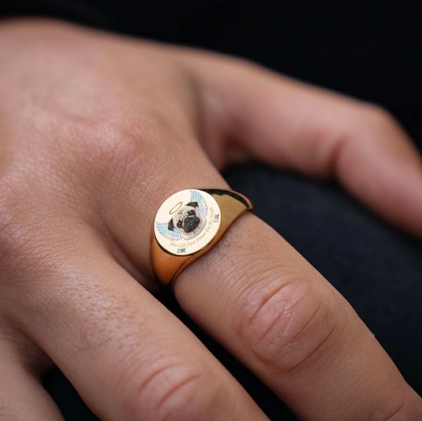 Für immer in unseren Herzen – personalisierter Hunde-Siegelring