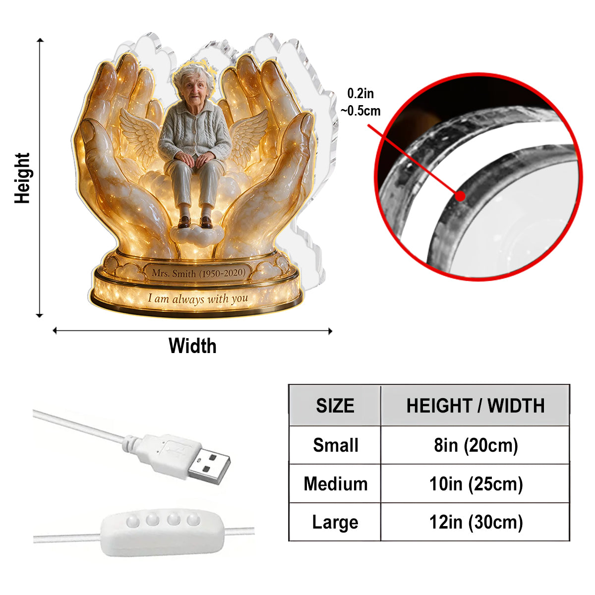 Personalisierte Gedenkgeschenk, Ein Schönes Andenken für einen Geliebten - Personalisierte Gedenk-Acryl-LED-Nachtlicht