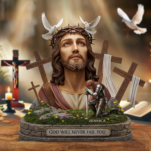 Gott wird dich niemals im Stich lassen – Personalisierte christliche Acrylplakette in individueller Form