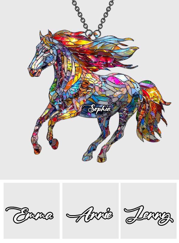 A Horse Loves Freedom - Personalized Horse Window Hanging Suncatcher Ornament