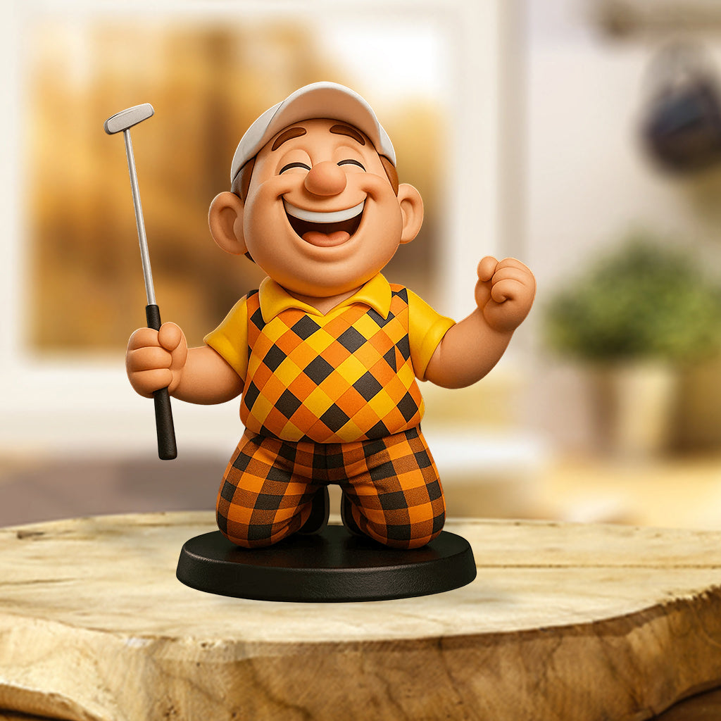 Witziger Cartoon-Stil – personalisierte Acrylplakette in individueller Golfform