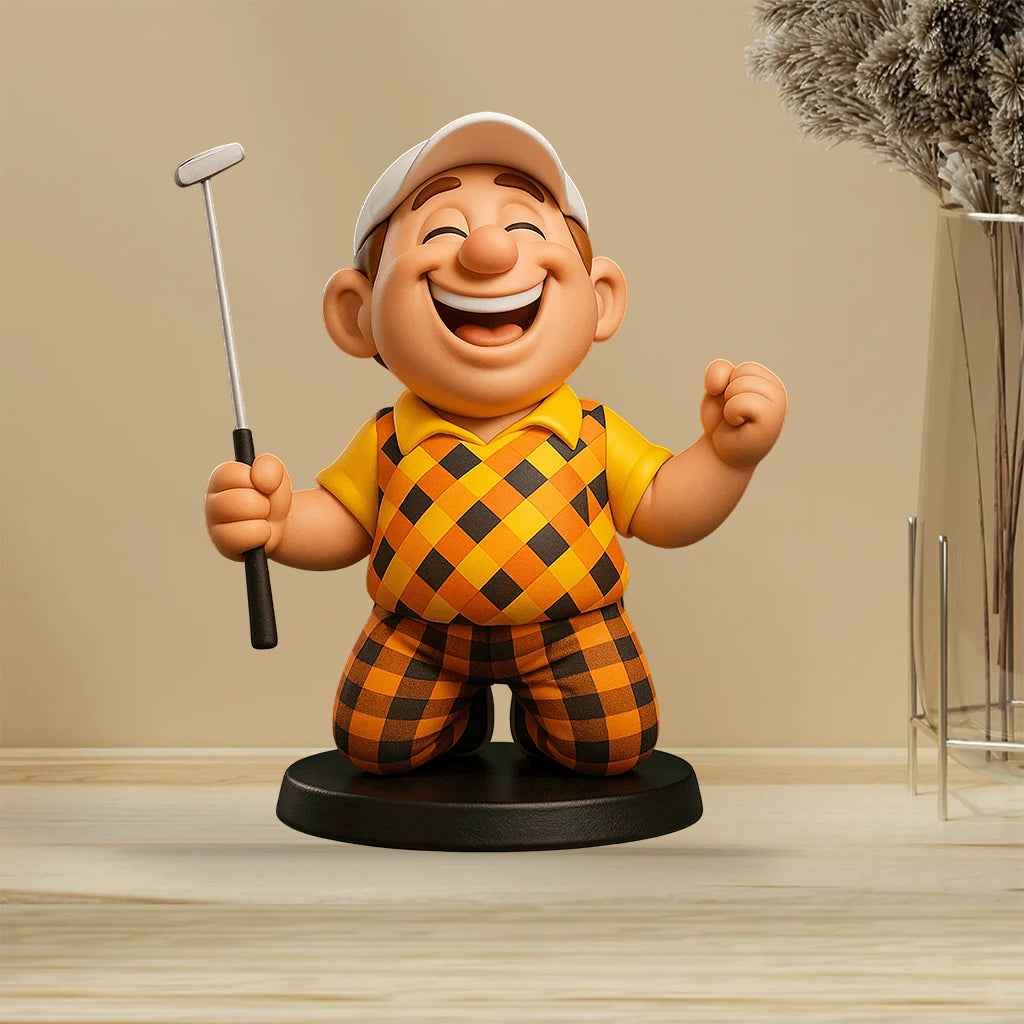 Witziger Cartoon-Stil – personalisierte Acrylplakette in individueller Golfform