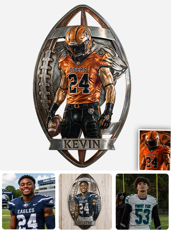 Any Sport, Any Photo - Personalized Football 3D Printed Cut Metal Sign
