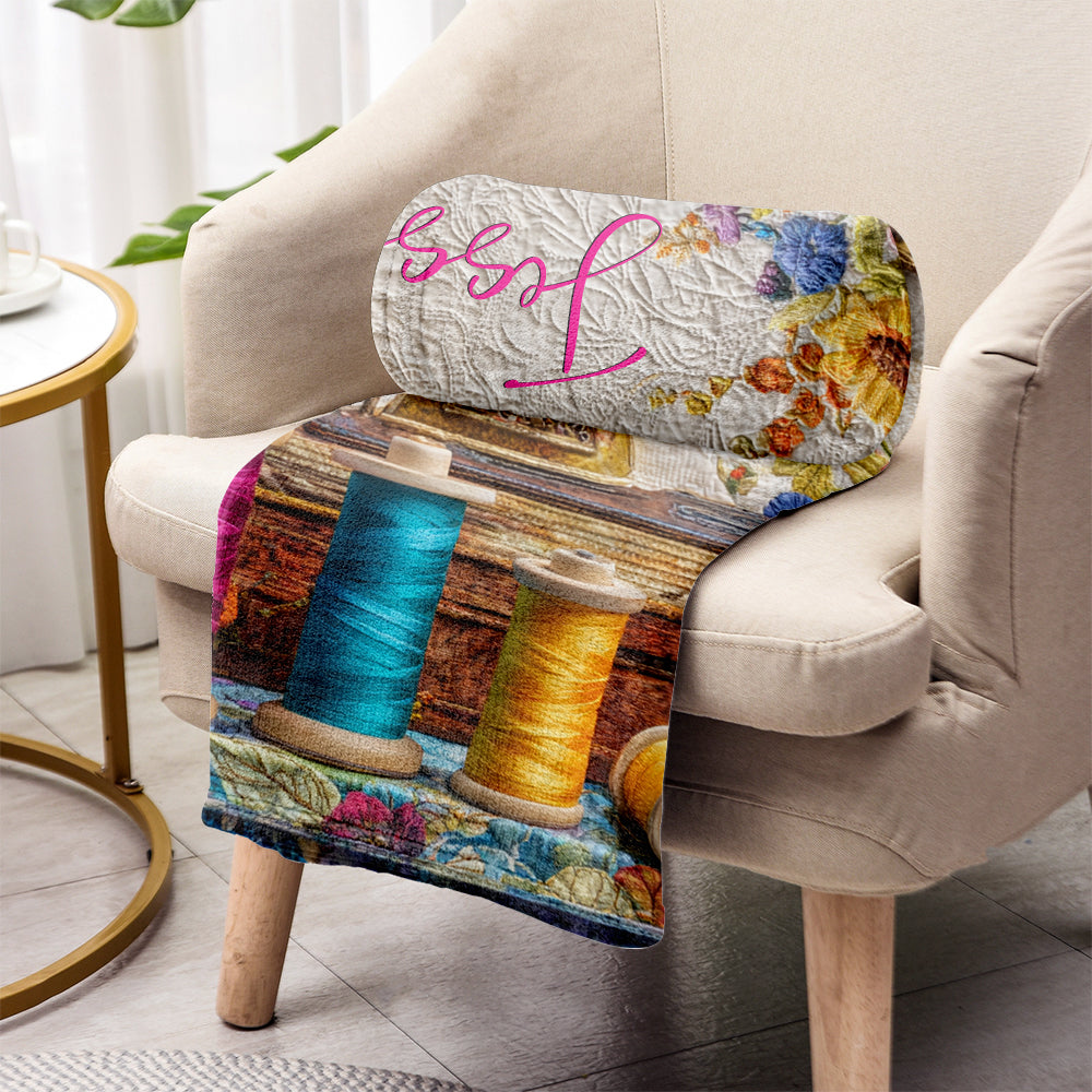 Vintage-Nähmaschine – personalisierte Nähdecke