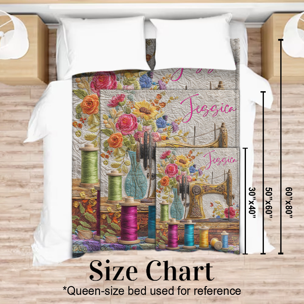 Vintage-Nähmaschine – personalisierte Nähdecke