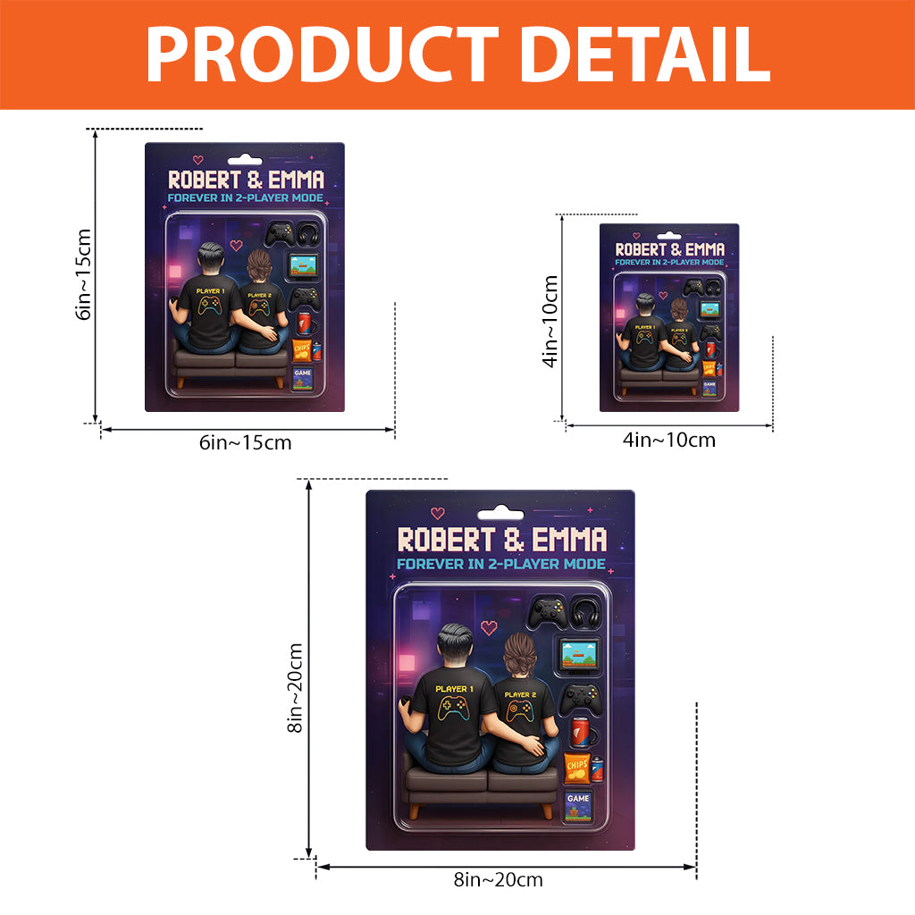 Spielfigurenpaar im Stil einer Spielzeugkiste – personalisierte Acrylplakette in individueller Form