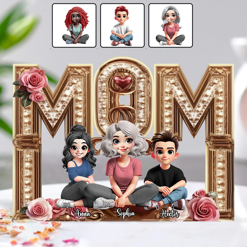 Mama, ich liebe dich – personalisierte Acrylplakette in individueller Form für die Mutter