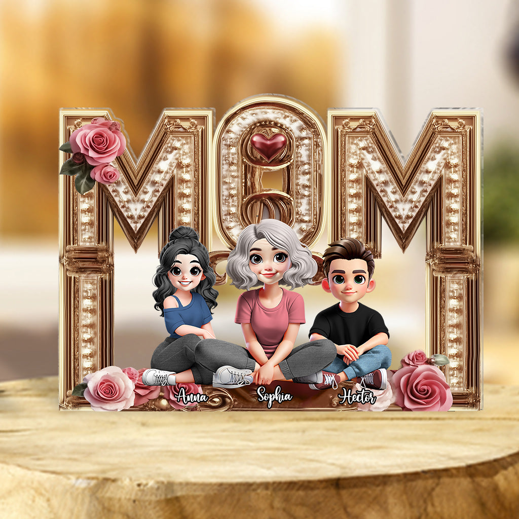 Mama, ich liebe dich – personalisierte Acrylplakette in individueller Form für die Mutter