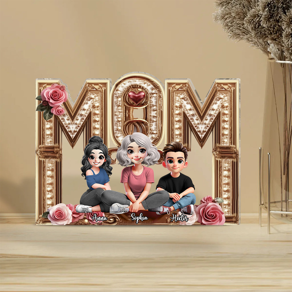 Mama, ich liebe dich – personalisierte Acrylplakette in individueller Form für die Mutter