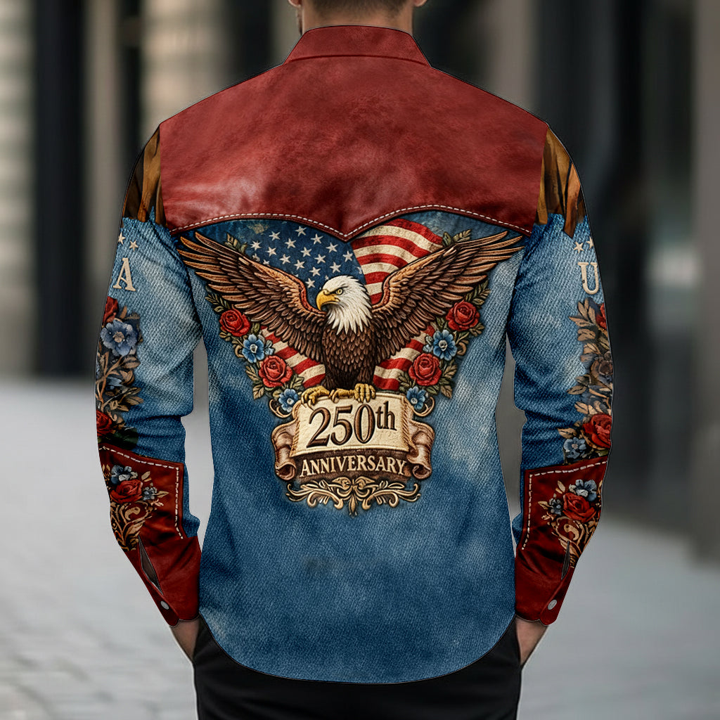 American 250th Anniversary Distressed Western - Western Outfit Button-Up Shirt