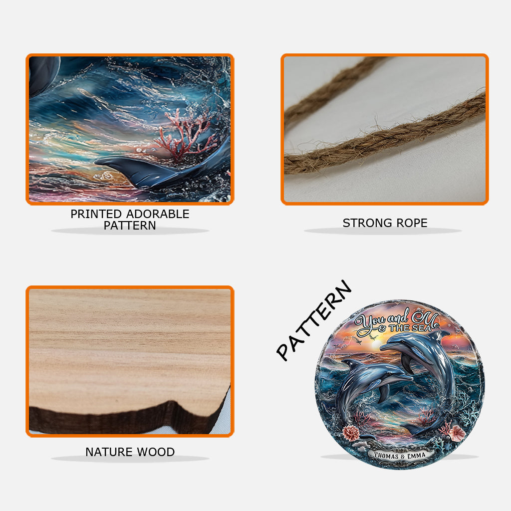 Du und ich und das Meer – Personalisiertes, individuell geformtes Delfin-Holzschild