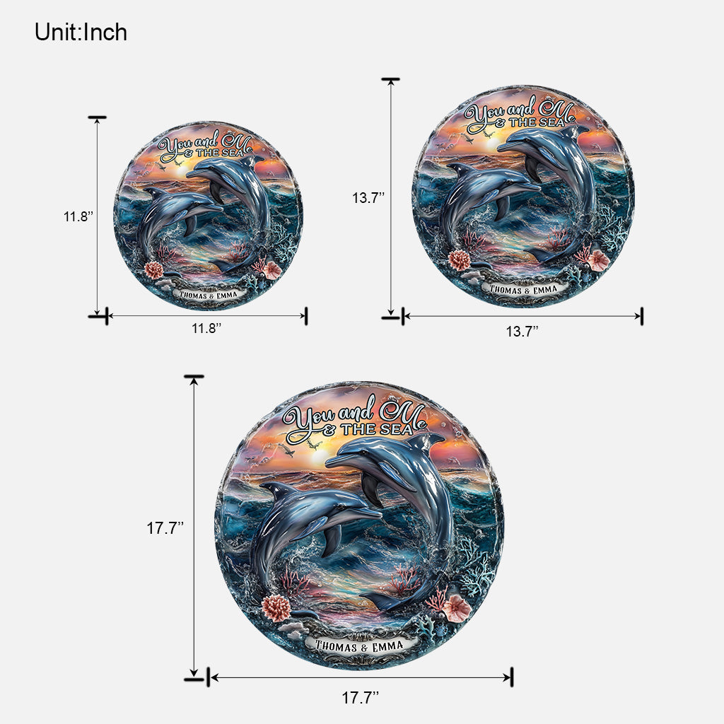 Du und ich und das Meer – Personalisiertes, individuell geformtes Delfin-Holzschild