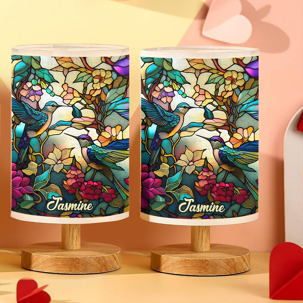 Atemberaubende Kolibri-Tischleuchte – personalisierbar mit Holzsockel