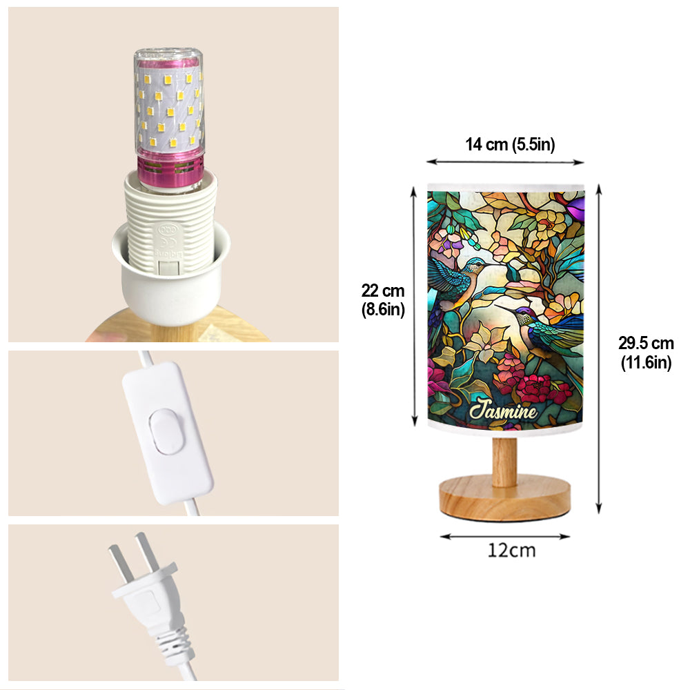 Atemberaubende Kolibri-Tischleuchte – personalisierbar mit Holzsockel