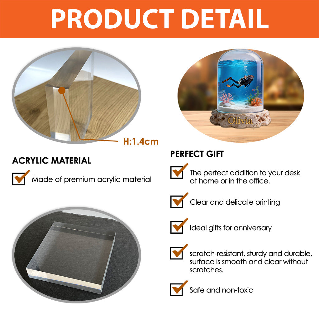 Fantasy Ocean - Personalized Scuba Diving Custom Shaped Acrylic Plaque