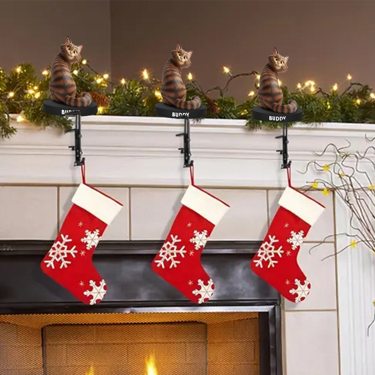 Funny Cats - Personalized Cat Shaped Stocking Hanger