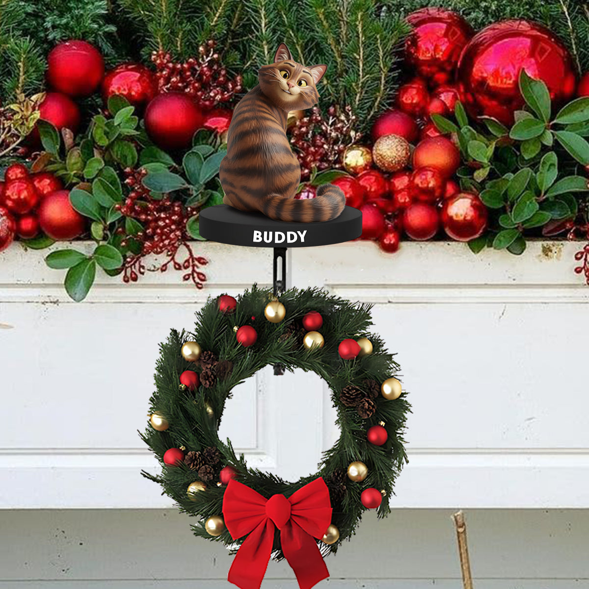 Funny Cats - Personalized Cat Shaped Stocking Hanger