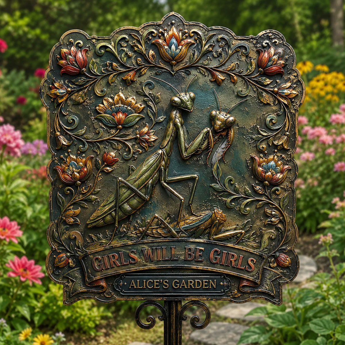 Lustiges Schild Garten Dekoration - Personalisierte 3D-gedruckte Metalltafel