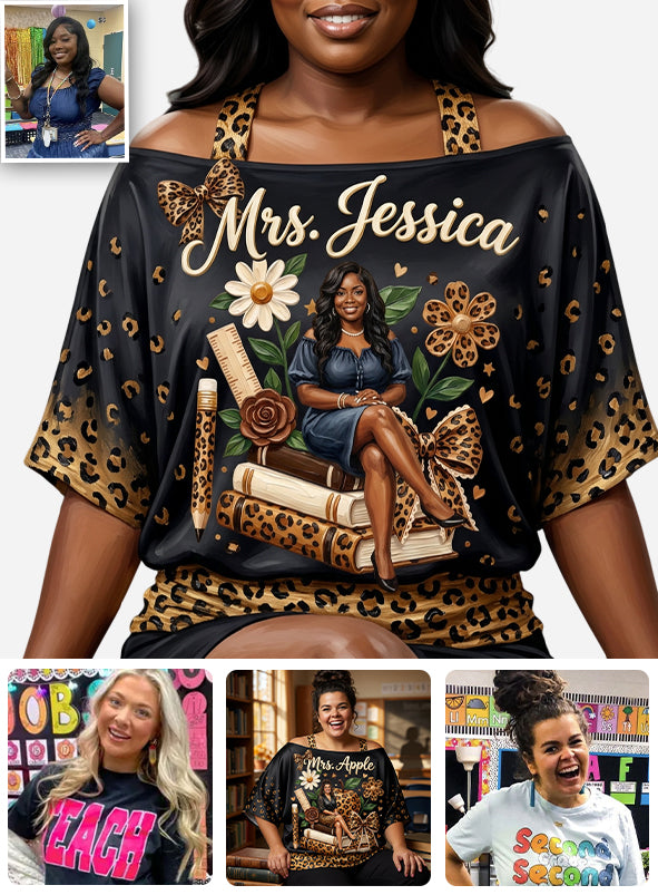Teacher Gift - Personalized Teacher Off-Shoulder Top Set