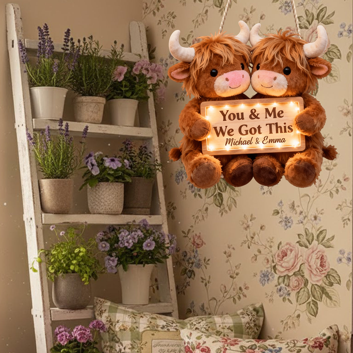 You & Me We Got This - Personalized Highland Cow LED Light Acrylic Sign