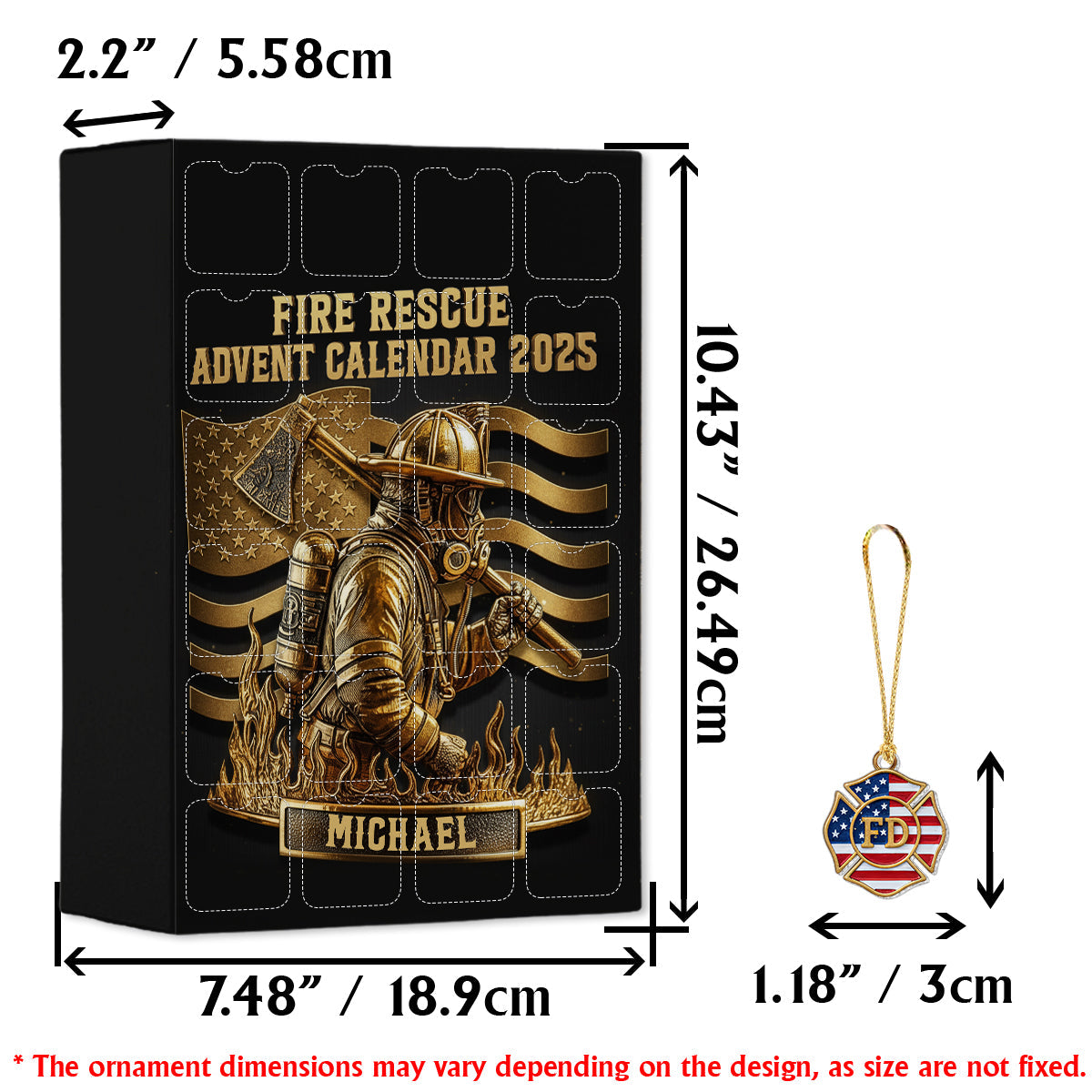 Feuerwehr-Kollektion – Personalisierter Feuerwehr-Adventskalender mit Ornamenten