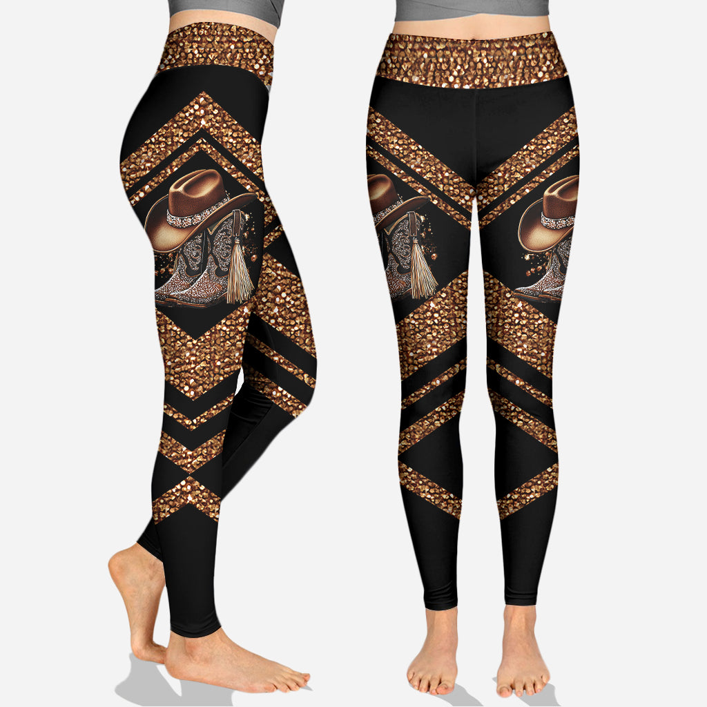 Boots On The Ground - Personalized Cowgirl Hollow Tank Top and Leggings