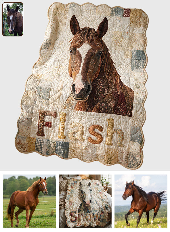 Love Horse - Personalized Horse Shaped Fleece Blanket