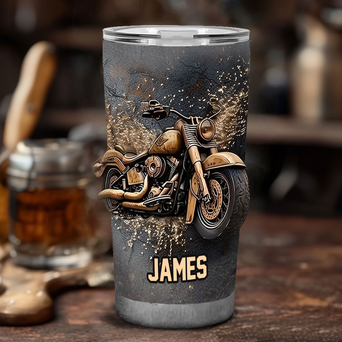 Strong Metal Motorcycle - Personalized Biker Tumbler