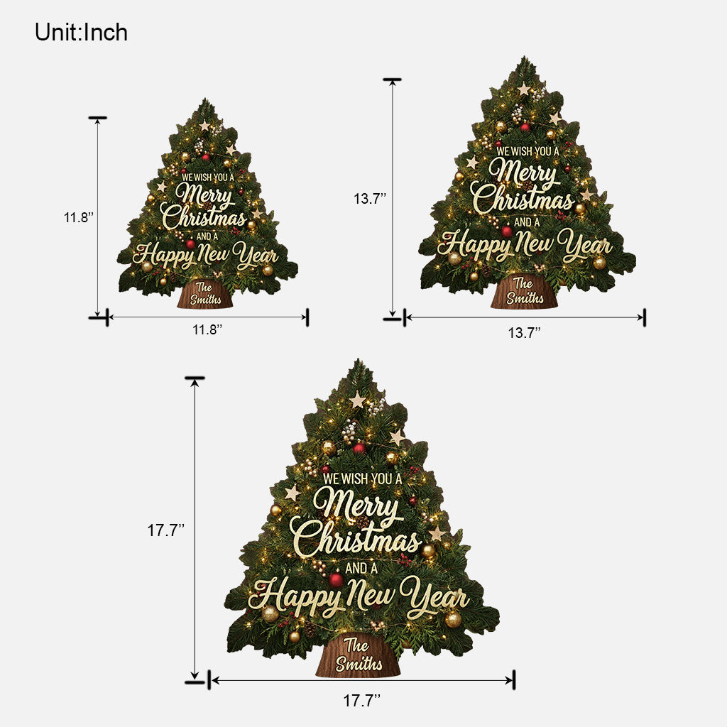 Weihnachtsbaumkranz-Dekoration - Personalisiertes, individuell geformtes Holzschild für die Familie