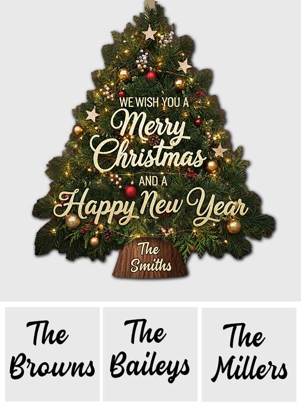 Weihnachtsbaumkranz-Dekoration - Personalisiertes, individuell geformtes Holzschild für die Familie