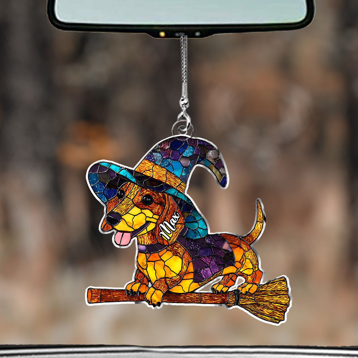 Gruseliges Halloween – Personalisierter Autoanhänger in Hundeform