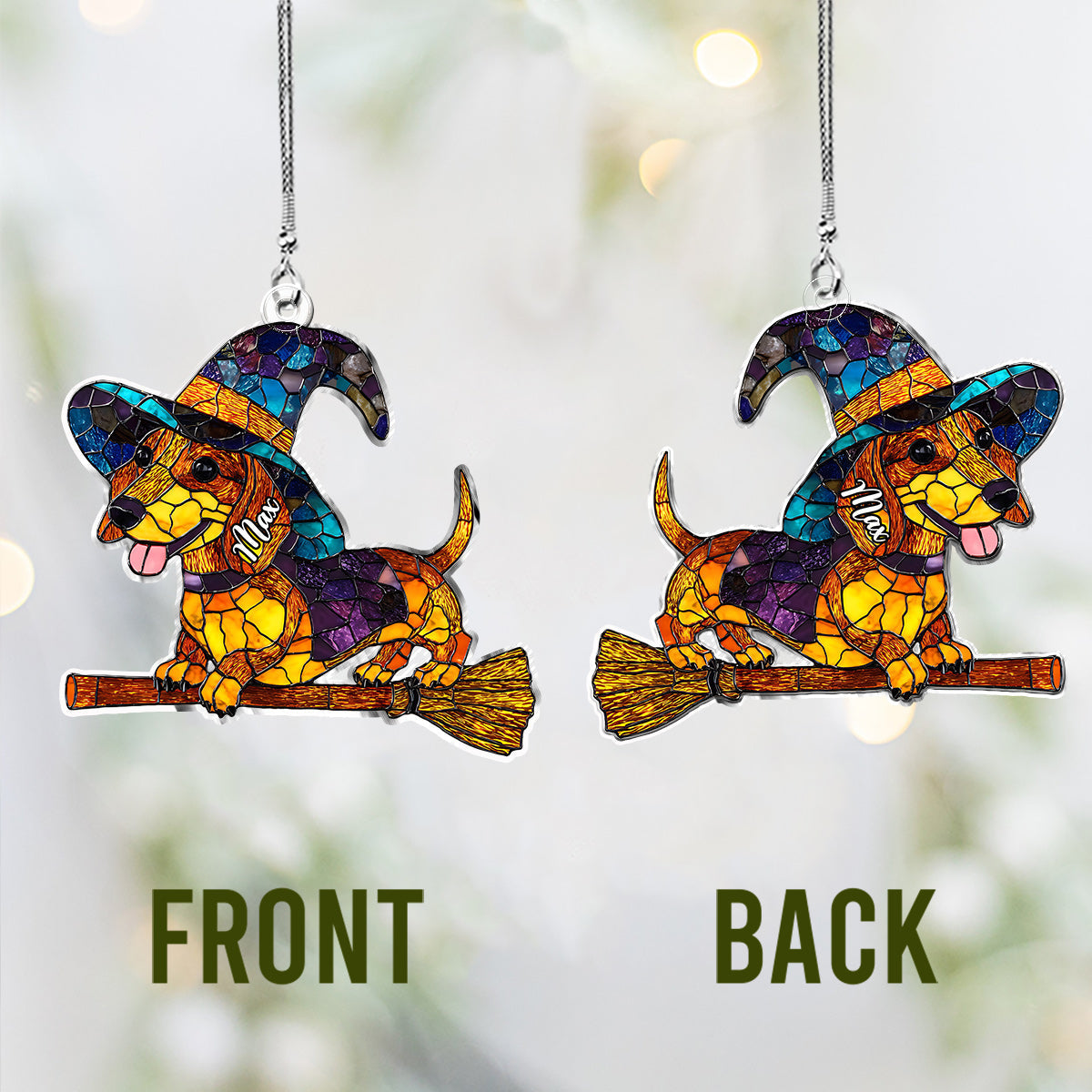 Gruseliges Halloween – Personalisierter Autoanhänger in Hundeform