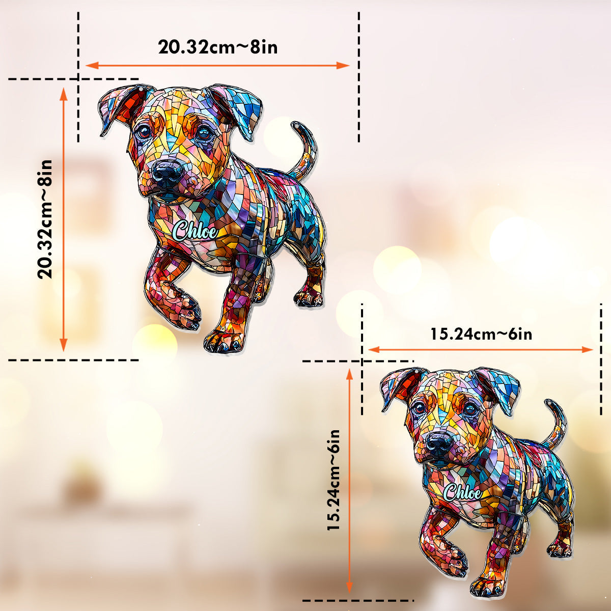 Liebe Pitbulls – Personalisierter Pitbull-Fensterhänger als Sonnenfänger 