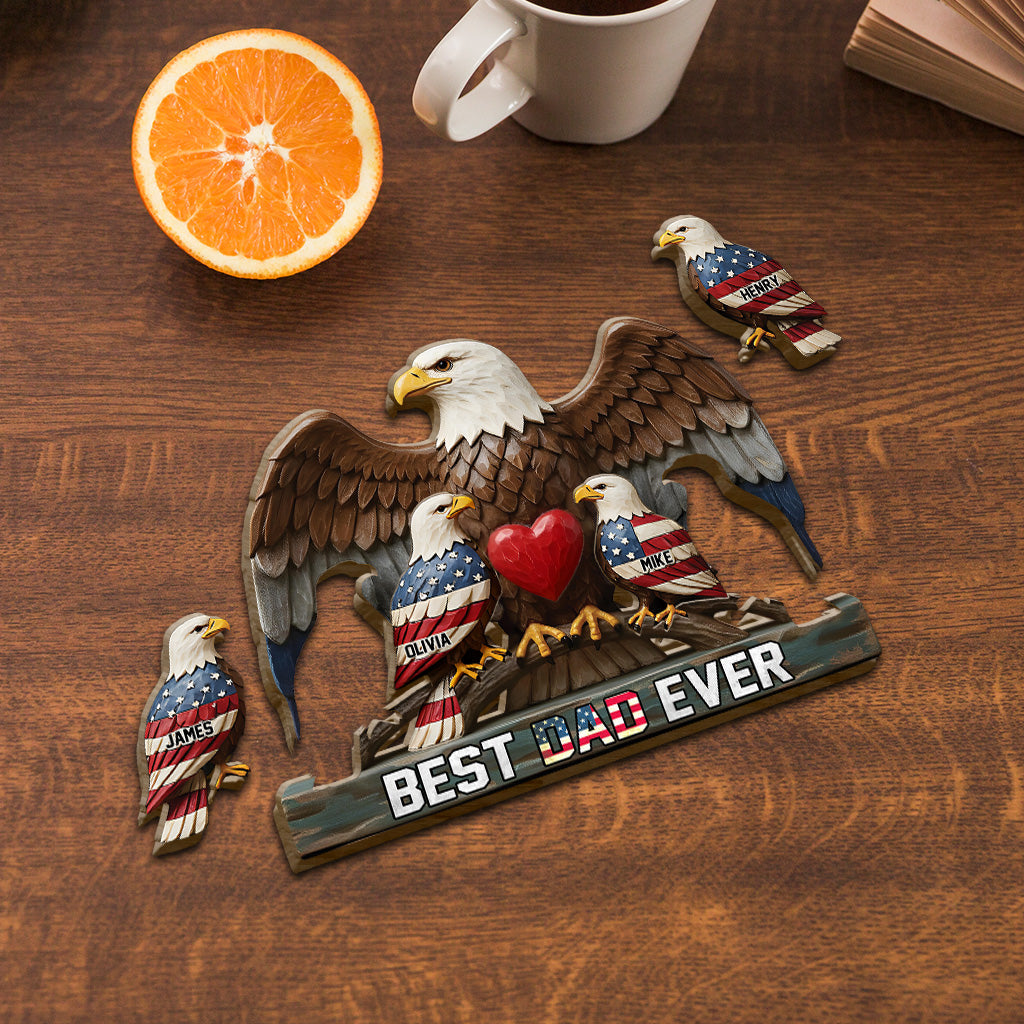 Best Dad Ever - Personalized Father Shaped Wooden Puzzle