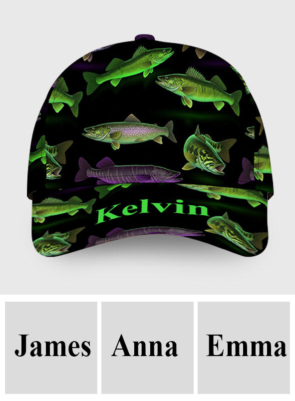 Neon Fishing Pattern - Personalized Fishing Classic Cap