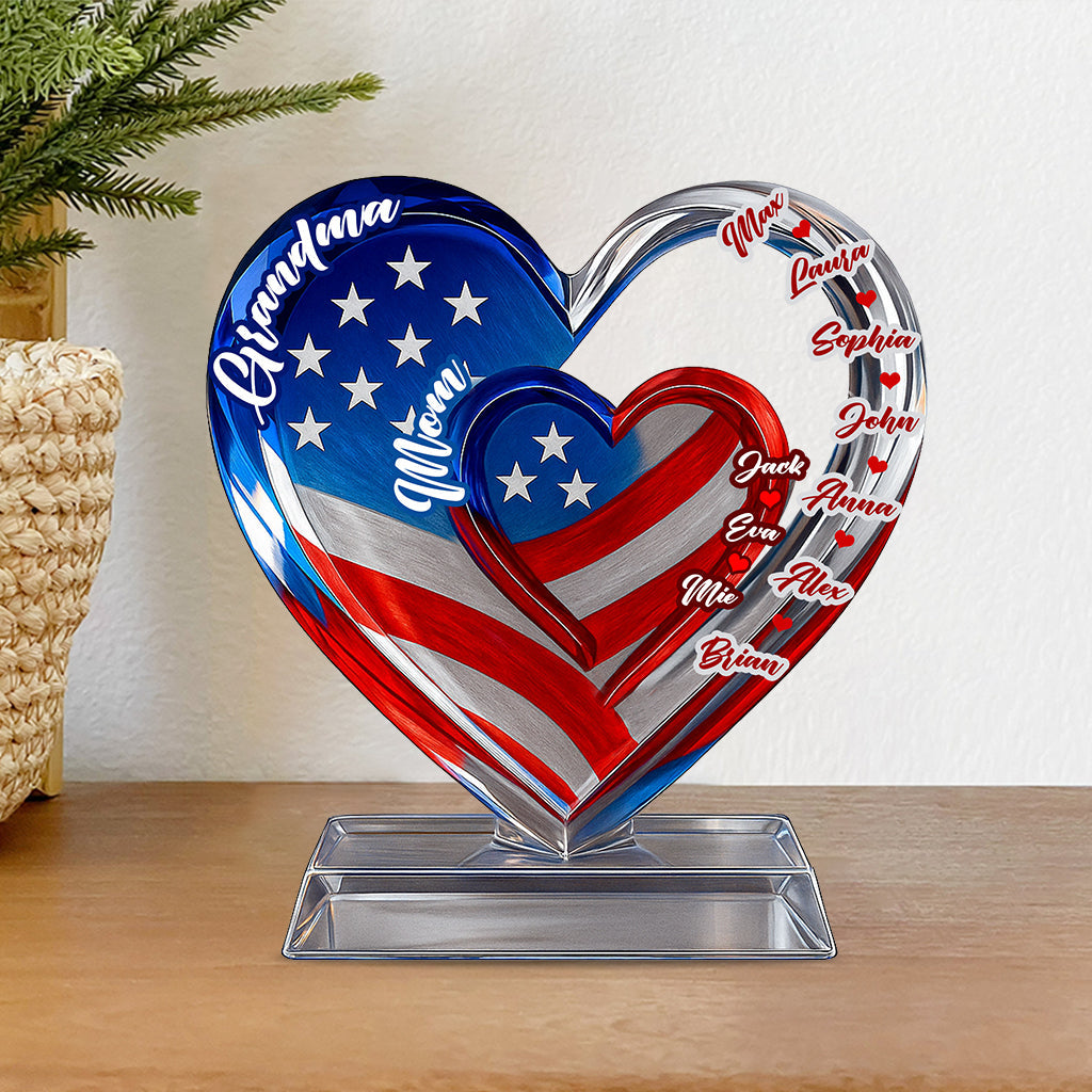 Proud Grandma Mom - Personalized Grandma Custom Shaped Acrylic Plaque