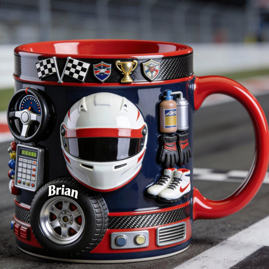 Born to Race – Personalisierte Tasse und Untersetzer mit Rennsportmotiv