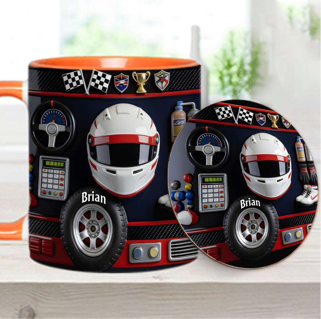 Born to Race – Personalisierte Tasse und Untersetzer mit Rennsportmotiv