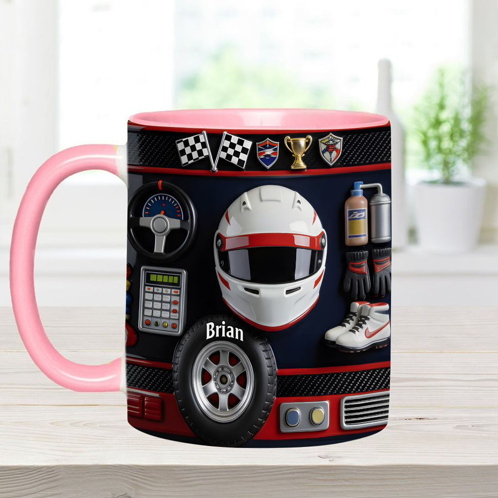 Born to Race – Personalisierte Tasse und Untersetzer mit Rennsportmotiv