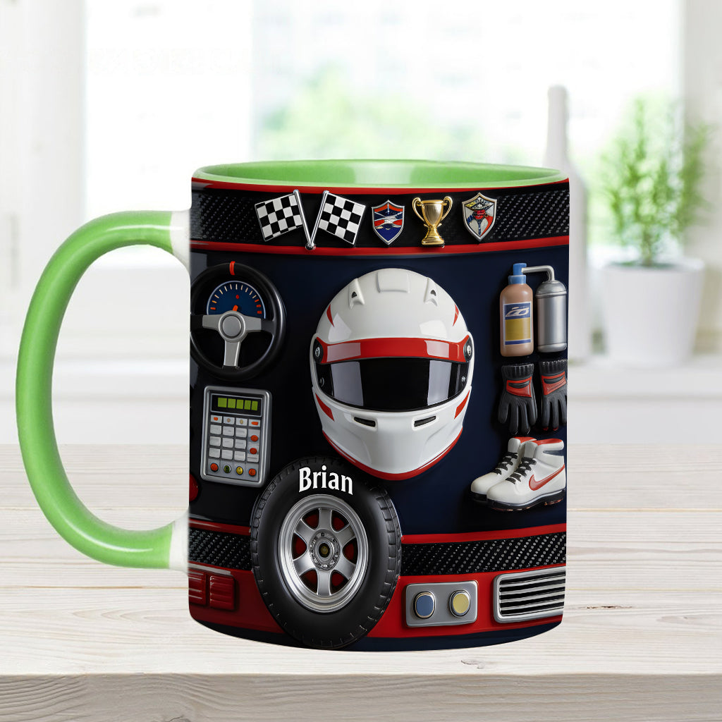 Born to Race – Personalisierte Tasse und Untersetzer mit Rennsportmotiv