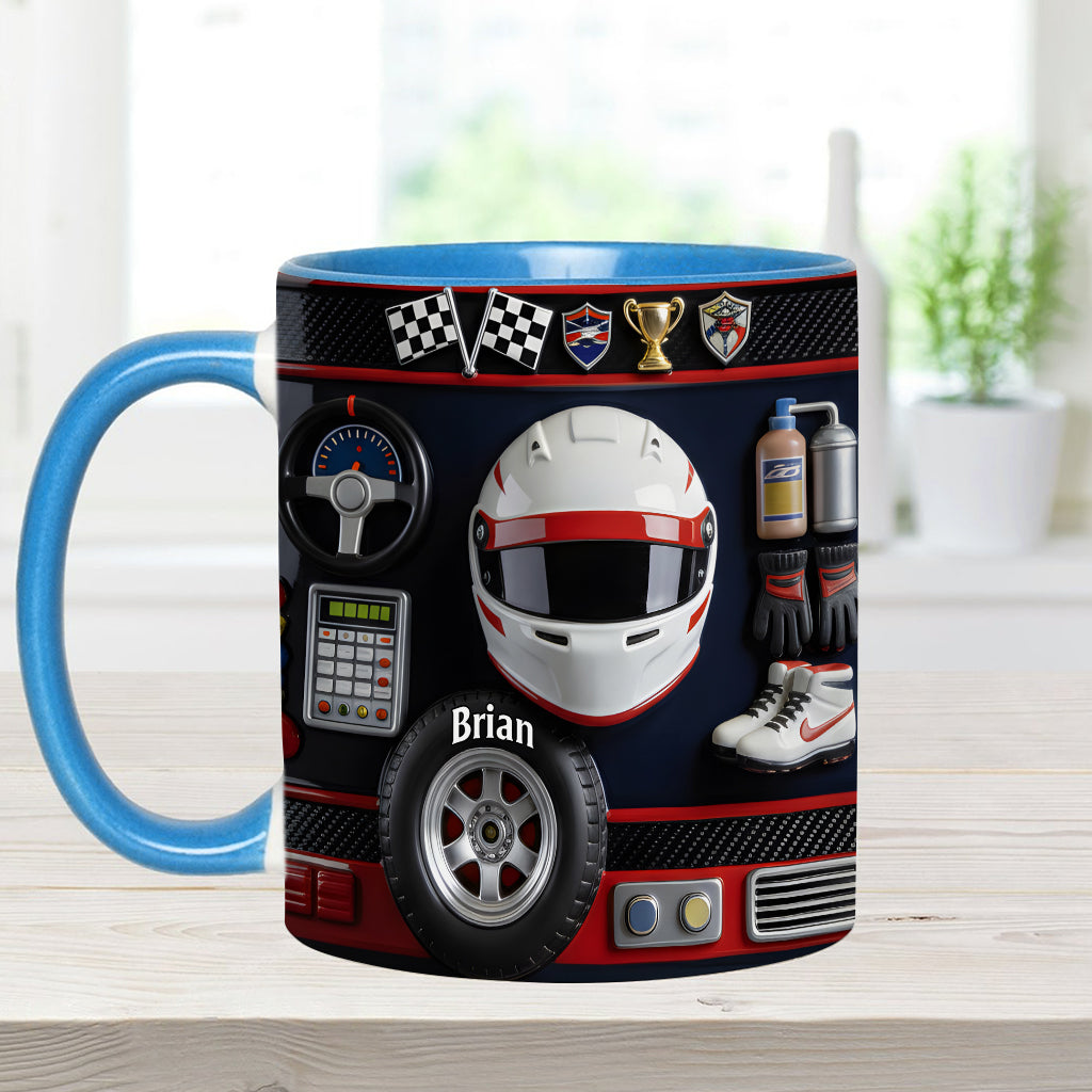 Born to Race – Personalisierte Tasse und Untersetzer mit Rennsportmotiv