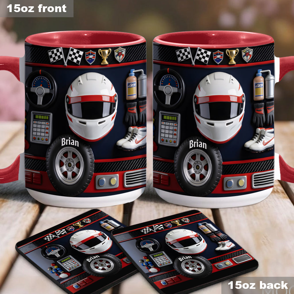 Born to Race – Personalisierte Tasse und Untersetzer mit Rennsportmotiv